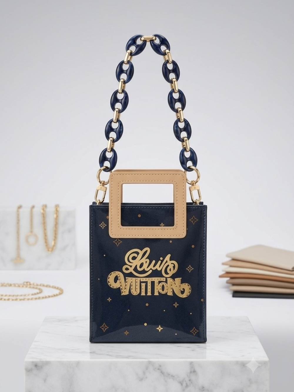 Louis Vuitton Paper Shopping Bag In PVC With Link Purse Strap